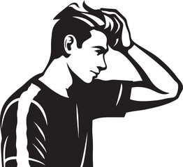 Emotional Enigma Vector Icon of a Troubled Mind Perplexed Portrait Depressed Soul Emblem