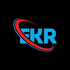 Fototapeta na wymiar EKR logo. EKR letter. EKR letter logo design. Initials EKR logo linked with circle and uppercase monogram logo. EKR typography for technology, business and real estate brand.