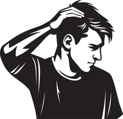 Mental Misery Icon of a Head scratching Figure Woe Weaves Vector Logo of a Distressed Persona