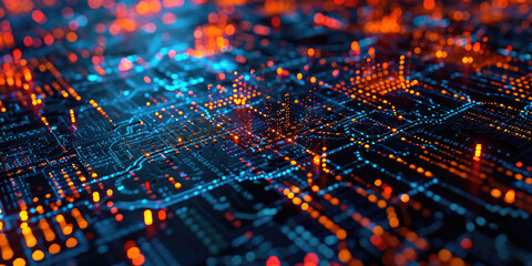 A detailed close up of a computer circuit board. Perfect for technology or electronics related projects