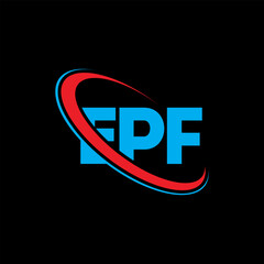 EPF logo. EPF letter. EPF letter logo design. Initials EPF logo linked with circle and uppercase monogram logo. EPF typography for technology, business and real estate brand.