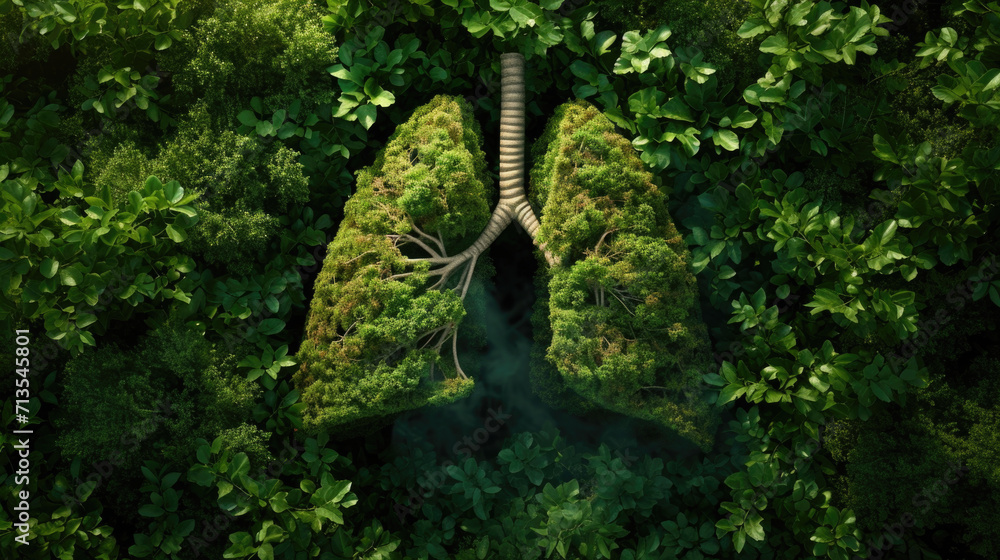 Aufkleber a captivating aerial view of a tree trunk standing tall in the midst of a lush forest. perfect for n