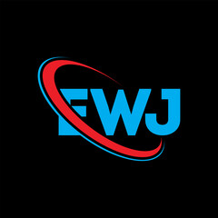 EWJ logo. EWJ letter. EWJ letter logo design. Initials EWJ logo linked with circle and uppercase monogram logo. EWJ typography for technology, business and real estate brand.