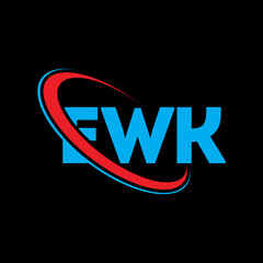 Fototapeta na wymiar EWK logo. EWK letter. EWK letter logo design. Initials EWK logo linked with circle and uppercase monogram logo. EWK typography for technology, business and real estate brand.