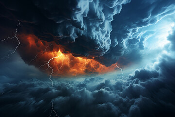 Storm clouds engulfing a once-bright sky, symbolizing inner turmoil - obrazy, fototapety, plakaty
