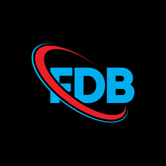 FDB logo. FDB letter. FDB letter logo design. Initials FDB logo linked with circle and uppercase monogram logo. FDB typography for technology, business and real estate brand.