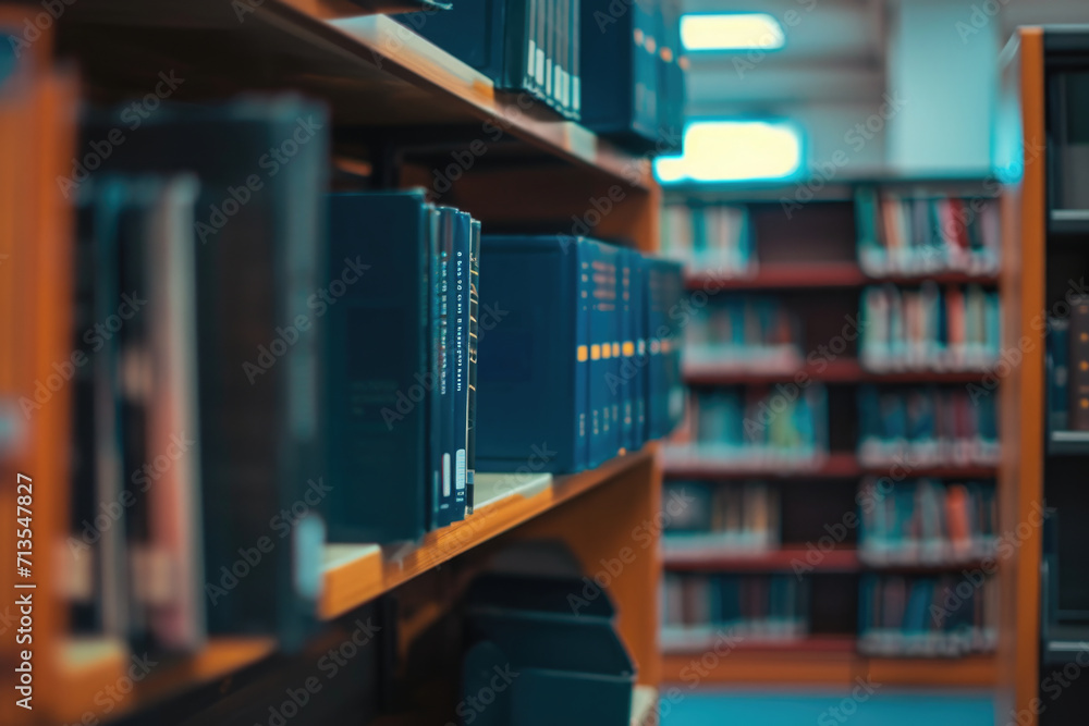 Poster A bookshelf filled with numerous books, perfect for showcasing knowledge and adding a scholarly touch to any space