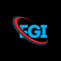 FGI logo. FGI letter. FGI letter logo design. Initials FGI logo linked with circle and uppercase monogram logo. FGI typography for technology, business and real estate brand.
