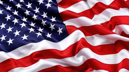 Fotobehang American Flag Waving in Wind © FryArt Studio