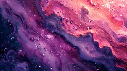 Foto op Aluminium Close Up of Vibrant Purple and Blue Liquid Painting © Reisekuchen