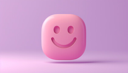 Smile icon isolated on pink background. Happy positive symbol. Cute social media emotion sign. Smiley illustration sign. Banner. Copy space