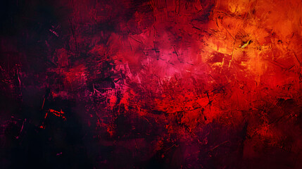 Fototapeta premium Vibrant Red and Yellow Painting on Black Background