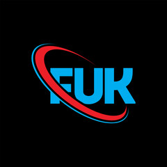 Fototapeta na wymiar FUK logo. FUK letter. FUK letter logo design. Initials FUK logo linked with circle and uppercase monogram logo. FUK typography for technology, business and real estate brand.