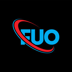 FUO logo. FUO letter. FUO letter logo design. Initials FUO logo linked with circle and uppercase monogram logo. FUO typography for technology, business and real estate brand.