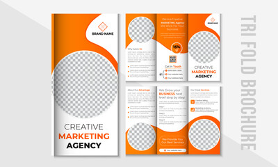 Vector Creative Corporate trifold brochure design with editable text set