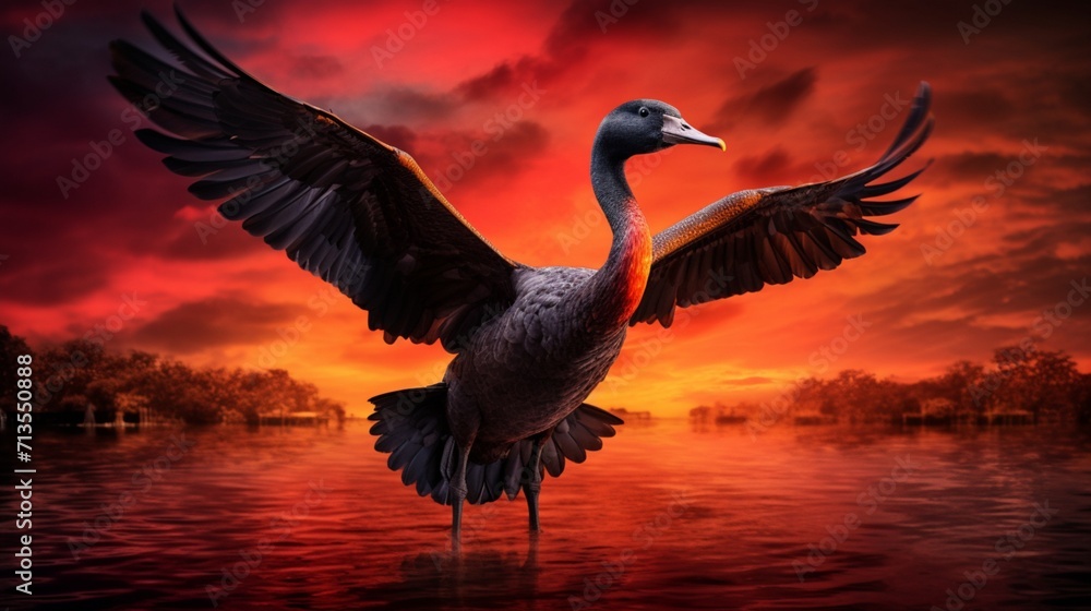 Poster dodo bird soaring through the sky, showcasing its unique features and graceful flight - ai-generativ