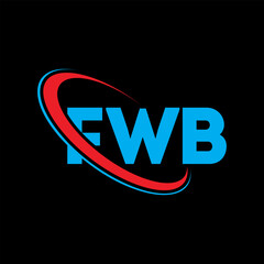 FWB logo. FWB letter. FWB letter logo design. Initials FWB logo linked with circle and uppercase monogram logo. FWB typography for technology, business and real estate brand.