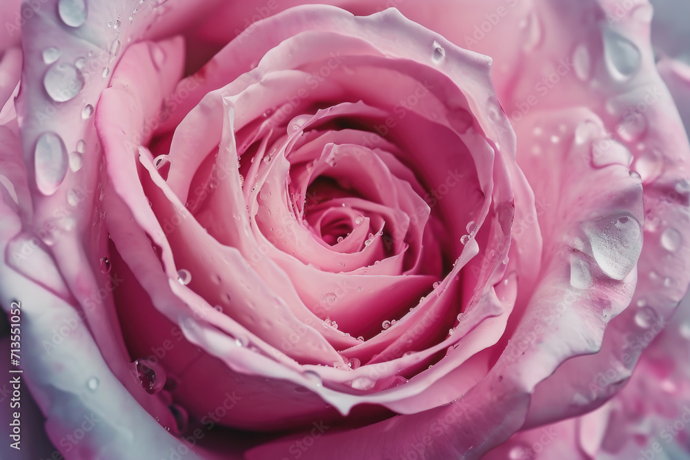 Canvas Prints A beautiful close-up shot of a pink rose with water droplets. Perfect for adding a touch of elegance and romance to any project or design