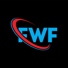 FWF logo. FWF letter. FWF letter logo design. Initials FWF logo linked with circle and uppercase monogram logo. FWF typography for technology, business and real estate brand.