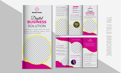 Vector Creative Corporate trifold brochure design with editable text set