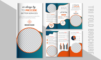 Vector Creative Corporate trifold brochure design with editable text set