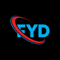 Fototapeta na wymiar FYD logo. FYD letter. FYD letter logo design. Initials FYD logo linked with circle and uppercase monogram logo. FYD typography for technology, business and real estate brand.