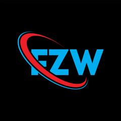 Fototapeta na wymiar FZW logo. FZW letter. FZW letter logo design. Initials FZW logo linked with circle and uppercase monogram logo. FZW typography for technology, business and real estate brand.