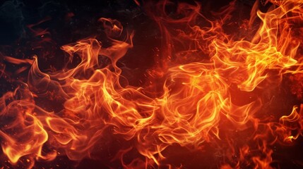 Close Up of Fire on Black Background