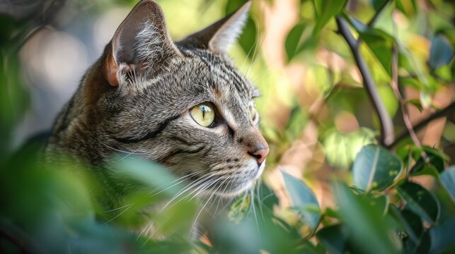Close Up of Cat in Tree