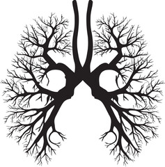 Respiratory Reforest Tree Branches Lungs Vector Branching Alveoli Respiratory Tree Icon Design