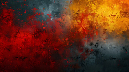 Abstract Painting With Red, Yellow and Black Colors