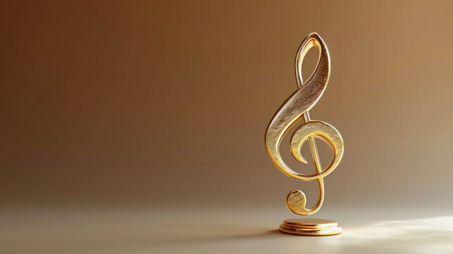 A warm-toned treble clef stands alone, reflecting the simplicity and purity of music that resonates across cultures and time.