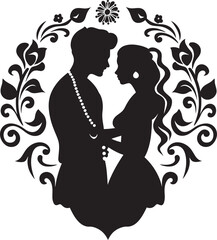 Radiant Union Vector Logo of Traditional Matrimony Sacred Serenity Bride and Groom Icon Design