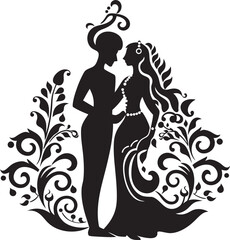 Vibrant Vows Traditional Bliss Emblem Ornate Occasion Cultural Matrimonial Vector Icon