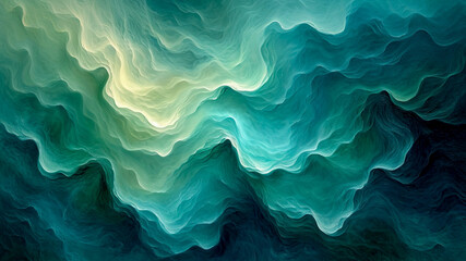 Fototapeta na wymiar Ethereal Green and Blue Wave Abstract