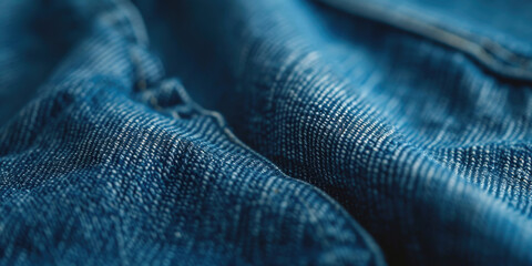 A detailed shot of a pair of blue jeans. Versatile and timeless, these jeans can be worn for any casual occasion