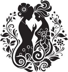 Sacred Harmony Traditional Wedding Couple Emblem Ethereal Elegance Bride and Groom Bliss Symbol