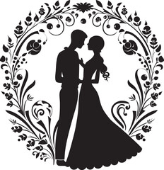 Harmony Hues Indian Matrimonial Emblem Regal Romance Vector Logo of Celebratory Couple