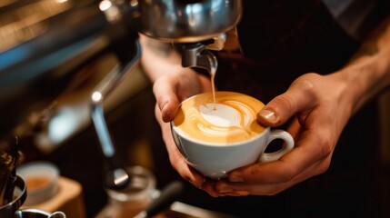 Fototapeta na wymiar Person Pouring Coffee Into Cup