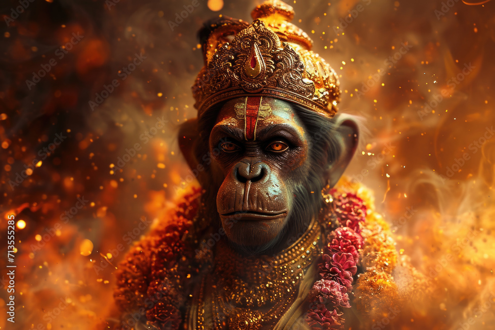 Poster a monkey wearing a crown on top of its head. this image can be used for various purposes