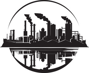 Urban Machinery Hub Factory Emblem Design Mechanical Marvelscape Industrial Landscape Logo