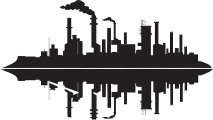 Cityscape Constructs Industrial Zone Symbol Manufacturing Mosaic Vector Logo of Urban Landscape