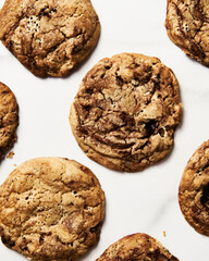 Halva Cookies with chocolate on white background