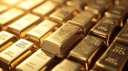 Close-Up of Many Gold Bars