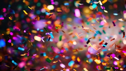 Naklejka premium Beautiful Colorful Confetti on Black Background