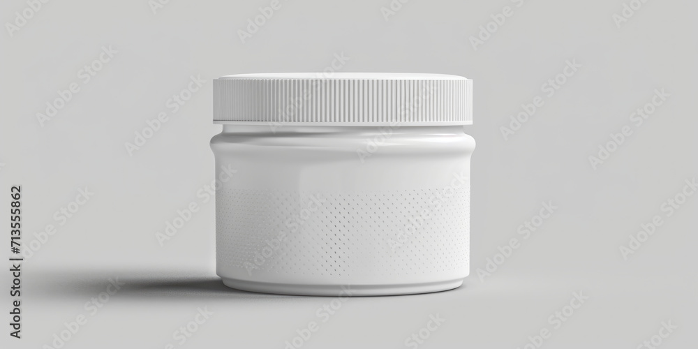 Poster a white jar with a white lid on a gray background. this versatile image can be used for various purp