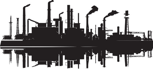 Steel Symphony Industrial Zone Vector Emblem Urban Machinery Hub Factory Emblem Design