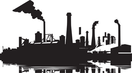Fototapeta premium Urban Engineering Elegance Industrial Zone Emblem Industrial Impact Vector Logo of Factory Landscape