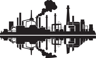Metal Metropolis Industrial Landscape Emblem Design Manufacturing Marvels Factory Area Logo