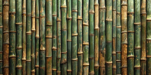 Foto op Plexiglas Green Bamboo fence texture and background seamless © BackgroundHolic